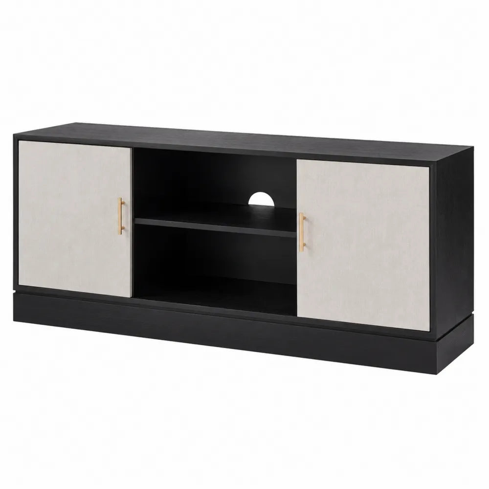Mobile TV in MDF e Metallo Nero/Bianco 150x40x60 cm