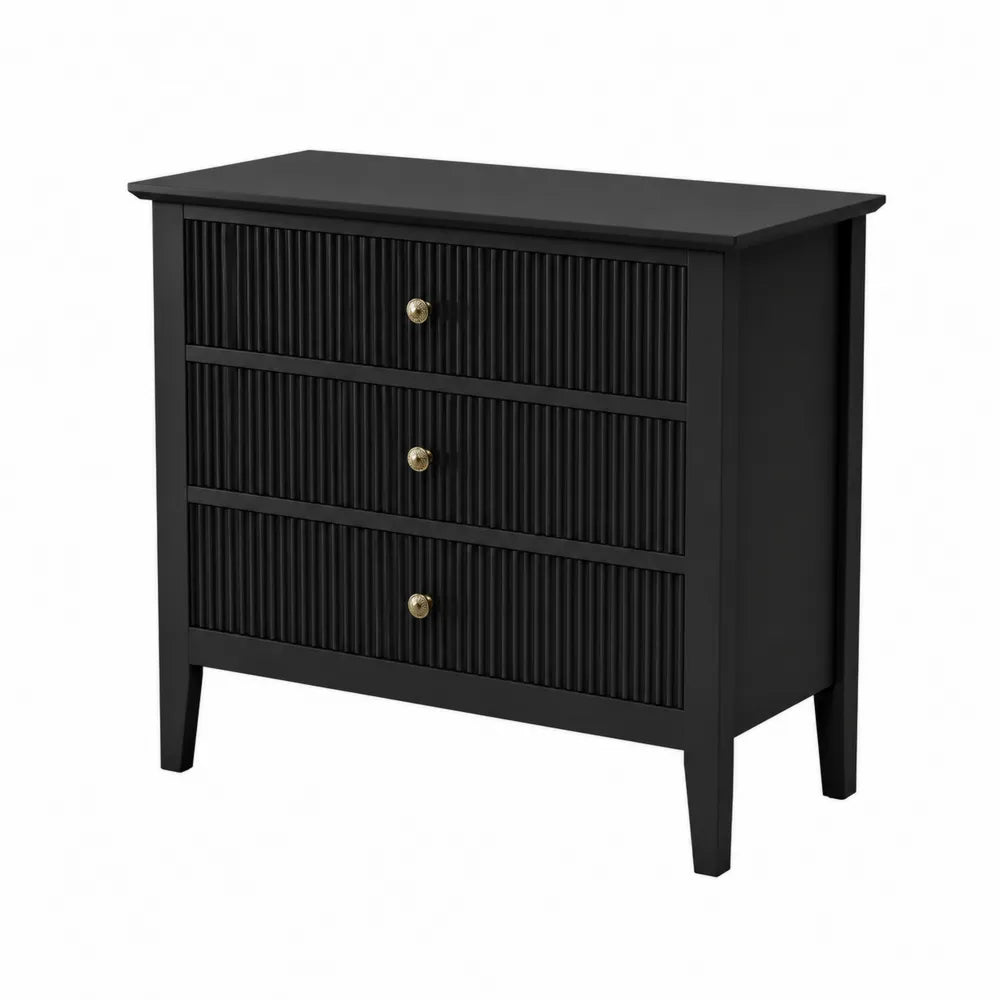 Cassettiera in legno nera con 3 cassetti