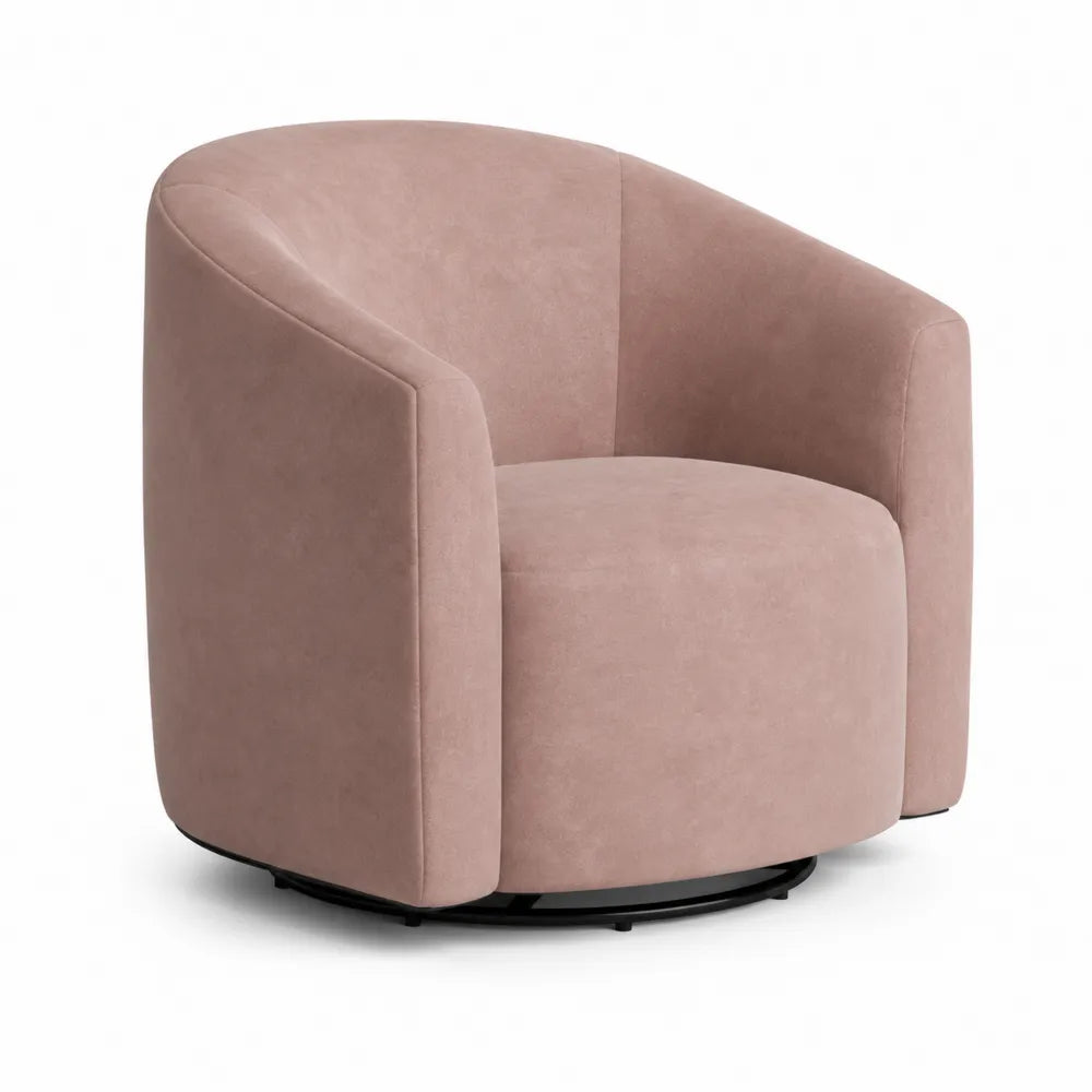 Poltrona girevole in microfibra rosa