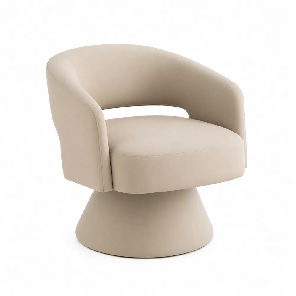 Poltrona girevole in ecopelle crema