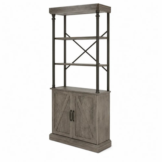Scaffale Libreria in Legno e Metallo con Ante 200x90x30 cm