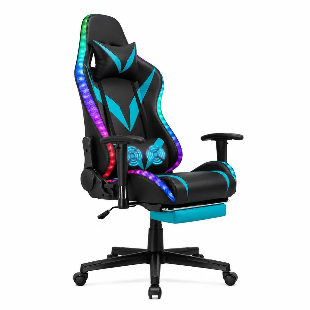 Sedia da gaming in similpelle con LED RGB e poggiapiedi