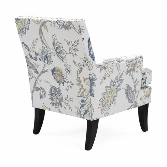 Poltrona in cotone floreale con struttura in legno